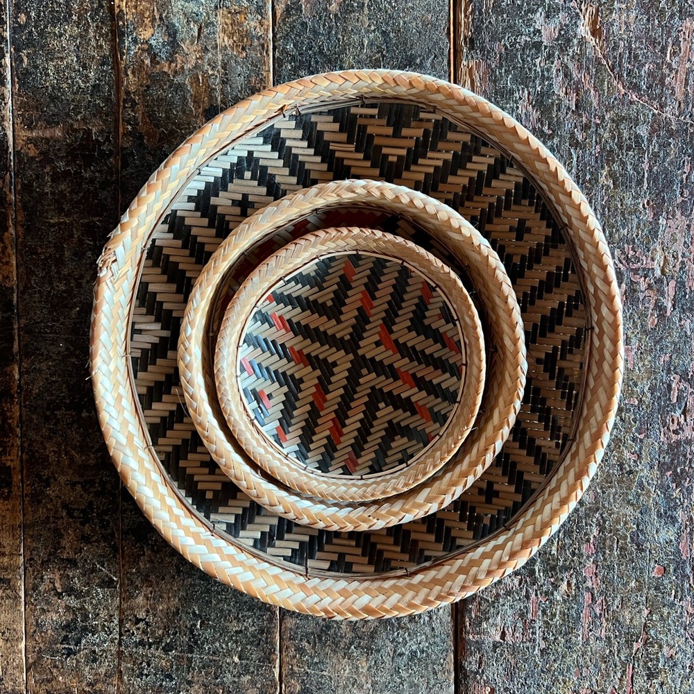 Set of 3 African woven trays / wall hanging
